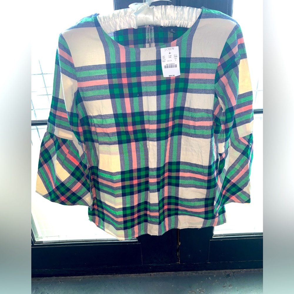 NWT- J. Crew‎ Mercantile Flannel bell-sleeve top Size 0